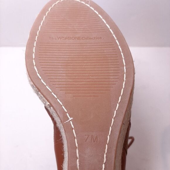 🍁WISHBONE Faux Leather Strappy Lace Up Espadrille Wedge Sandals Heels Shoes - Picture 12 of 13